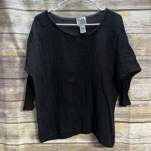 Prairie Underground Top Women's Small Black Shirt Cotton Gauze Blouse USA Made